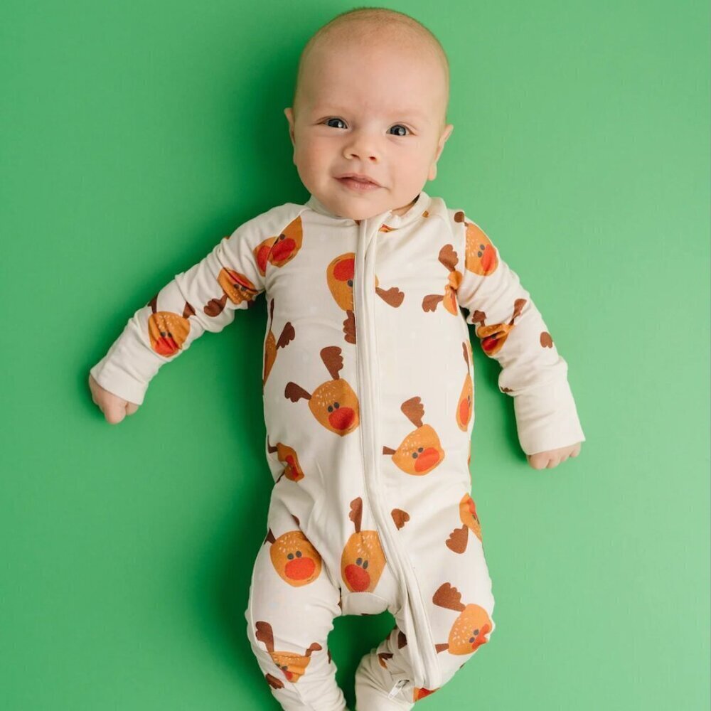 The Little One Shop Bamboo Zippy Reindeer 3-6 months Christmas red NWT